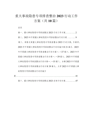 重大事故隐患专项排查整治行动工作方案【10篇精选】供参考.docx