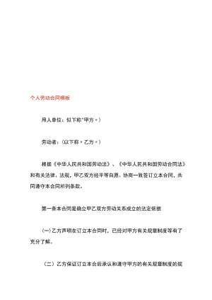个人劳动合同模板.docx