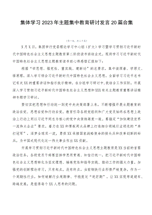 集体学习2023年主题集中教育研讨发言20篇合集.docx