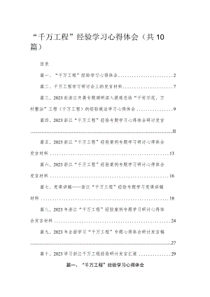“千万工程”经验学习心得体会（共10篇）.docx