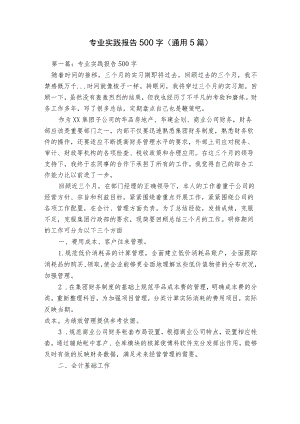 专业实践报告500字(通用5篇).docx
