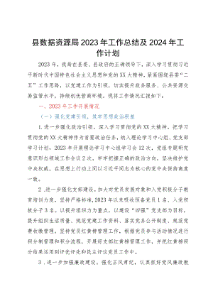 县数据资源局2023年工作总结及2024年工作计划.docx
