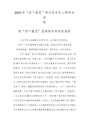 2023年“四下基层”研讨发言材料及心得体会.docx
