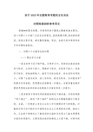 班子2023年主题教育专题民主生活会对照检查剖析参考范文.docx