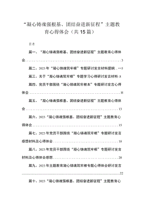 “凝心铸魂强根基、团结奋进新征程”主题教育心得体会15篇（精编版）.docx