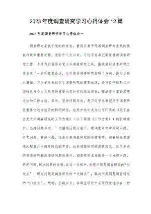 2023年度调查研究学习心得体会12篇.docx