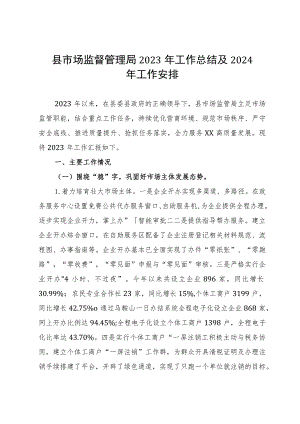县市场监督管理局2023年工作总结及2024年工作安排.docx