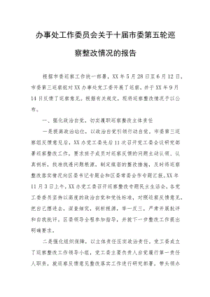办事处工作委员会关于十届市委第五轮巡察整改情况的报告.docx