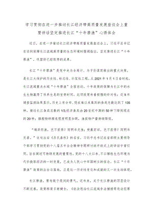 学习贯彻在进一步推动长江经济带高质量发展座谈会上重要讲话坚定推进长江“十年禁渔”心得体会.docx