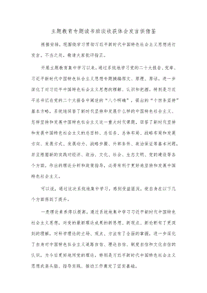 主题教育专题读书班谈收获体会发言供借鉴.docx