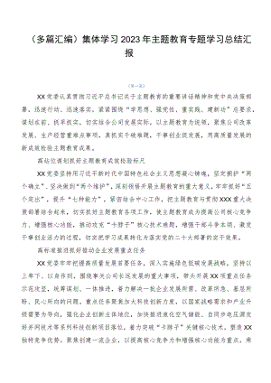 （多篇汇编）集体学习2023年主题教育专题学习总结汇报.docx
