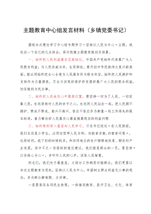乡镇党委书记主题教育中心组研讨会上的发言材料.docx