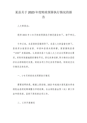 某县关于2023年度财政预算执行情况的报告.docx
