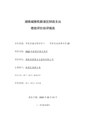湖南城陵矶新港区财政支出绩效评价自评报告.docx