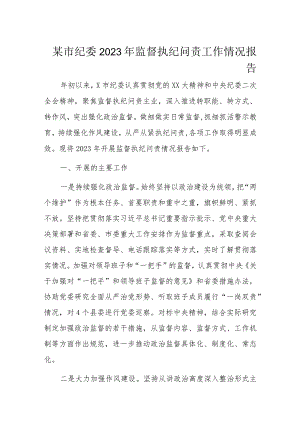 某市纪委2023年监督执纪问责工作情况报告.docx