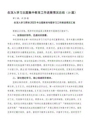 在深入学习主题集中教育工作进展情况总结（20篇）.docx