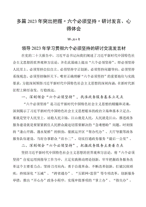 多篇2023年突出把握“六个必须坚持”研讨发言、心得体会.docx