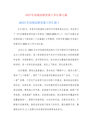 2023年巡视巡察党委工作汇报七篇.docx
