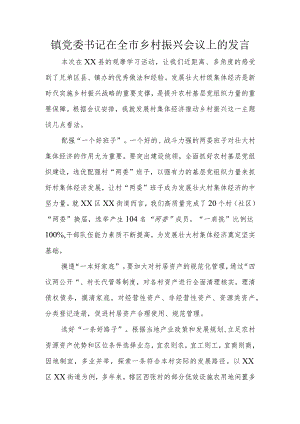 镇党委书记在全市乡村振兴会议上的发言.docx