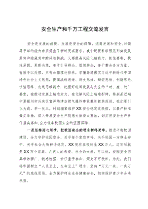 在安全生产和千万工程经验交流会上的发言.docx
