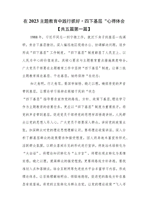 （5篇）在2023主题教育中践行抓好“四下基层”心得体会.docx