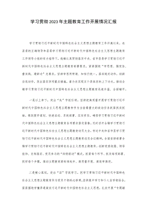 学习贯彻2023年主题教育工作开展情况汇报.docx