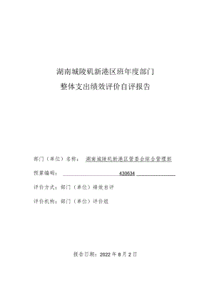 湖南城陵矶新港区2022年度部门整体支出绩效评价自评报告.docx