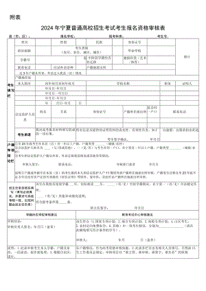 2024年宁夏普通高校招生考试考生报名资格审核表.docx