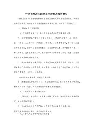 村巡视整改专题民主生活整改报告材料.docx