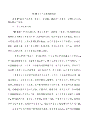 村23年个人检查剖析发言.docx