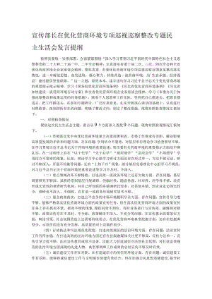 宣传部长在优化营商环境专项巡视巡察整改专题民主生活会发言提纲.docx
