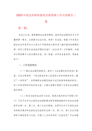 2023年度法治政府建设全面督察工作自查报告三篇.docx