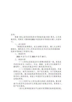 葛集镇2021年度低保专项核查实施方案.docx
