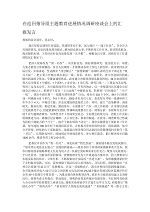 在巡回指导组主题教育进展情况调研座谈会上的汇报发言.docx