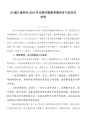 20篇汇编有关2023年主题专题教育集体学习的发言材料.docx