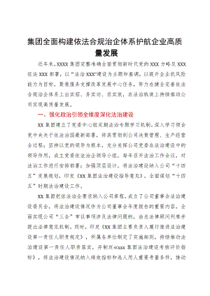 集团全面构建依法合规治企体系护航企业高质量发展情况汇报.docx