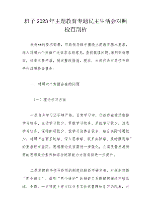 班子2023年主题教育专题民主生活会对照检查剖析.docx