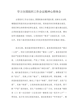 学习全国组织工作会议精神心得体会.docx