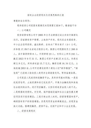 国有企业经营现状及发展思路的汇报.docx
