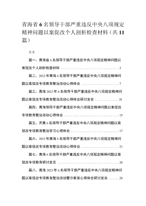 青海省6名领导干部严重违反中央八项规定精神问题以案促改个人剖析检查材料（共11篇）.docx
