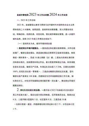 县城市管理局2023年工作总结暨2024年工作安排.docx