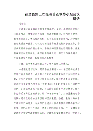 在全县第五次经济普查领导小组会议讲话.docx