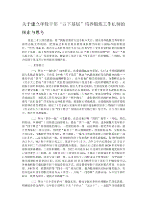 关于建立年轻干部“四下基层”培养锻炼工作机制的探索与思考.docx