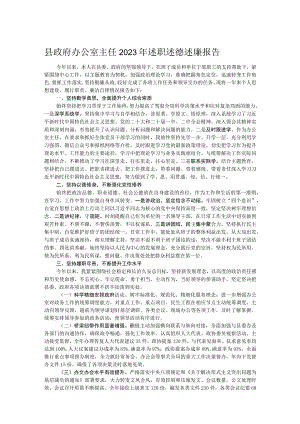 县政府办公室主任2023年述职述德述廉报告.docx