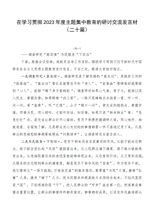 在学习贯彻2023年度主题集中教育的研讨交流发言材（二十篇）.docx