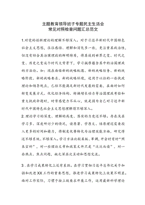 主题教育领导班子专题民主生活会常见对照检查问题汇总范文.docx
