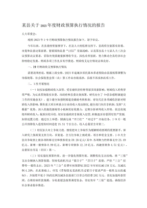 某县关于2023年度财政预算执行情况的报告.docx