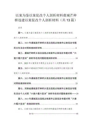 （13篇）以案为鉴以案促改个人剖析材料虞城芒种桥违建以案促改个人剖析材料合集.docx