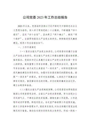 公司党委2023年工作总结报告.docx