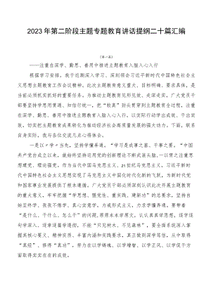 2023年第二阶段主题专题教育讲话提纲二十篇汇编.docx